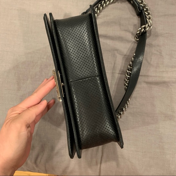 Chanel Boy Bag Old Medium Black Perforated Lambskin Leather Chrome Hardware - Picture 7 of 16